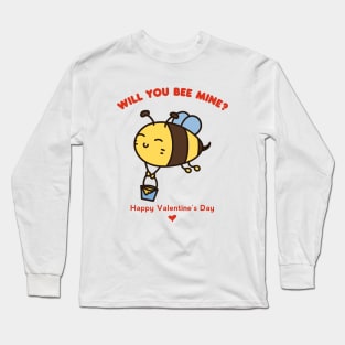Will You Be Mine Cute Bee Pun Valentine's Day Long Sleeve T-Shirt